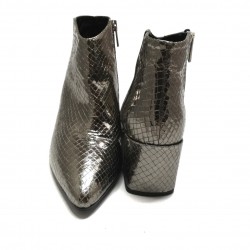 Silver leather ankle boots